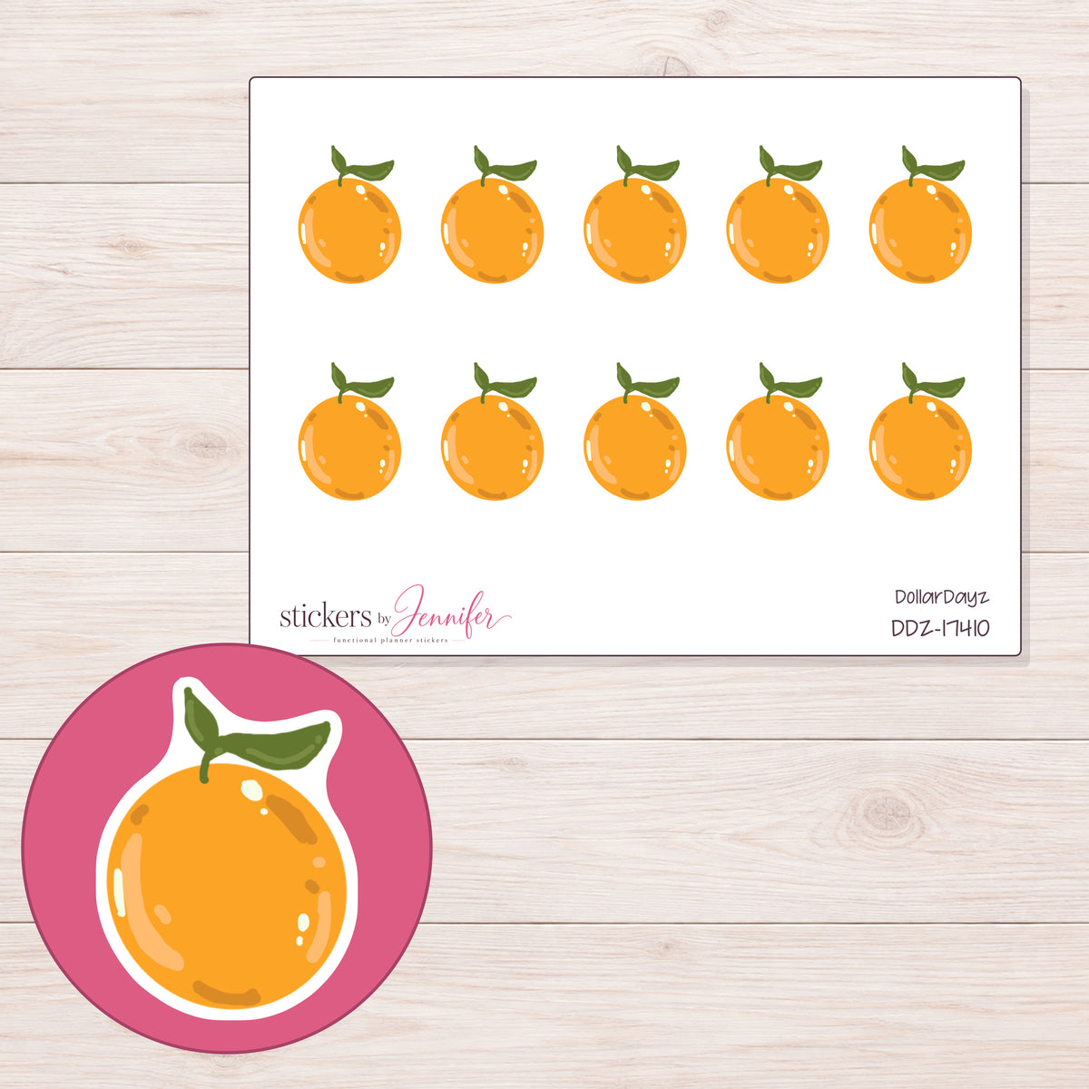 DDZ-17410 planner sticker sheet with enlarged sticker detail