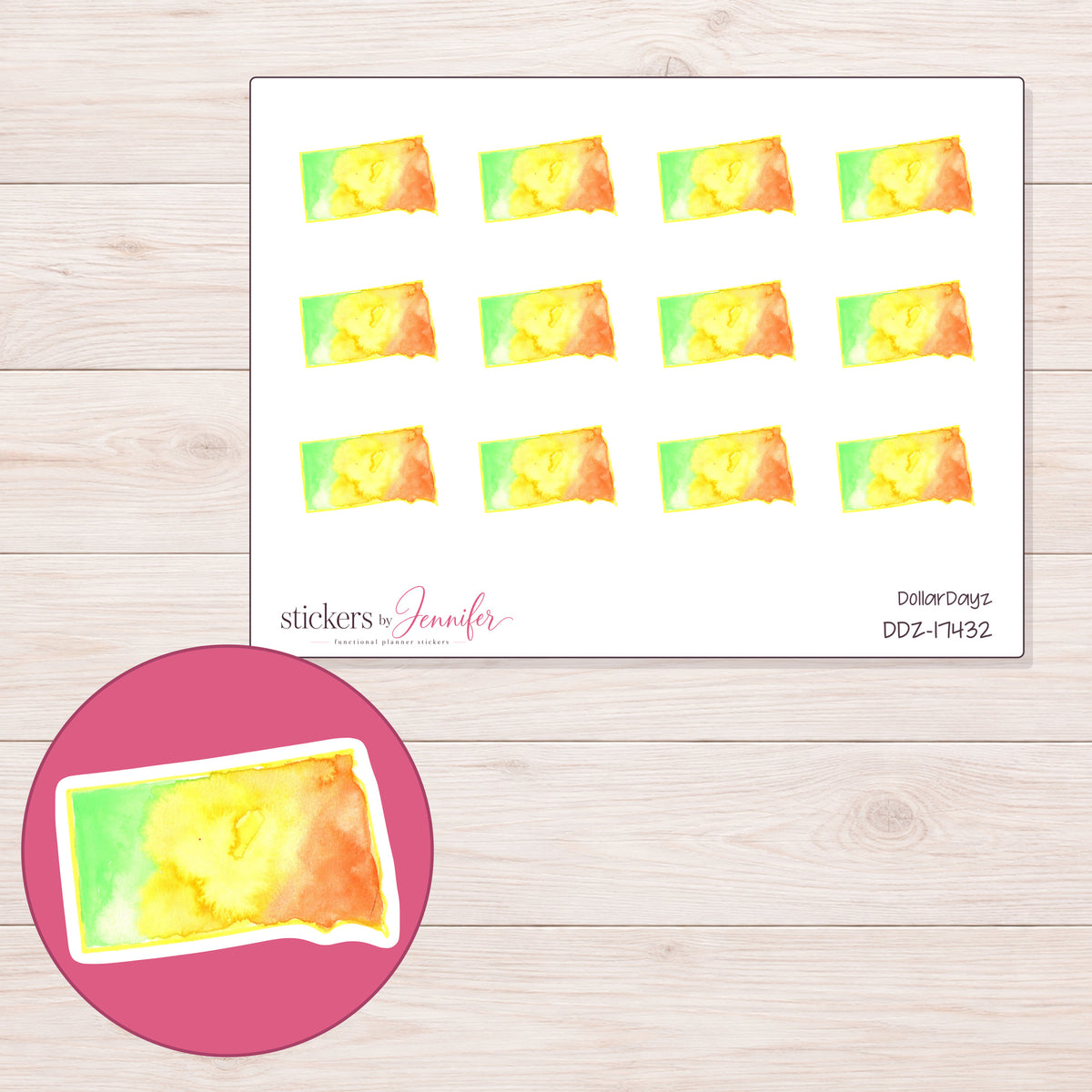 DDZ-17432 planner sticker sheet with enlarged sticker detail