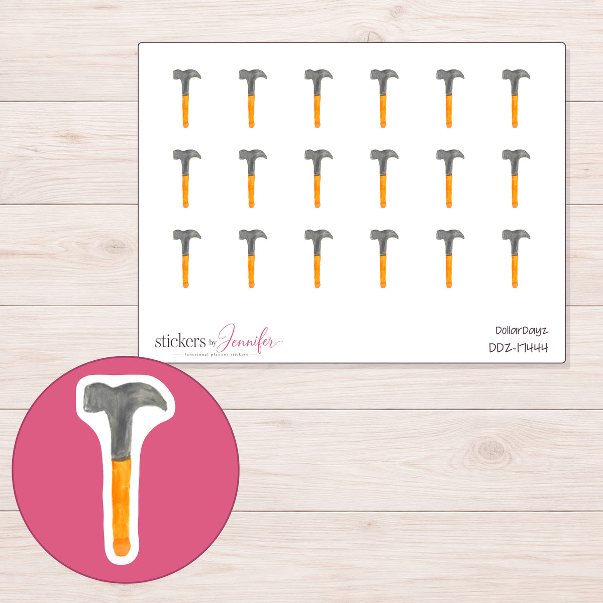 DDZ-17444 planner sticker sheet with enlarged sticker detail