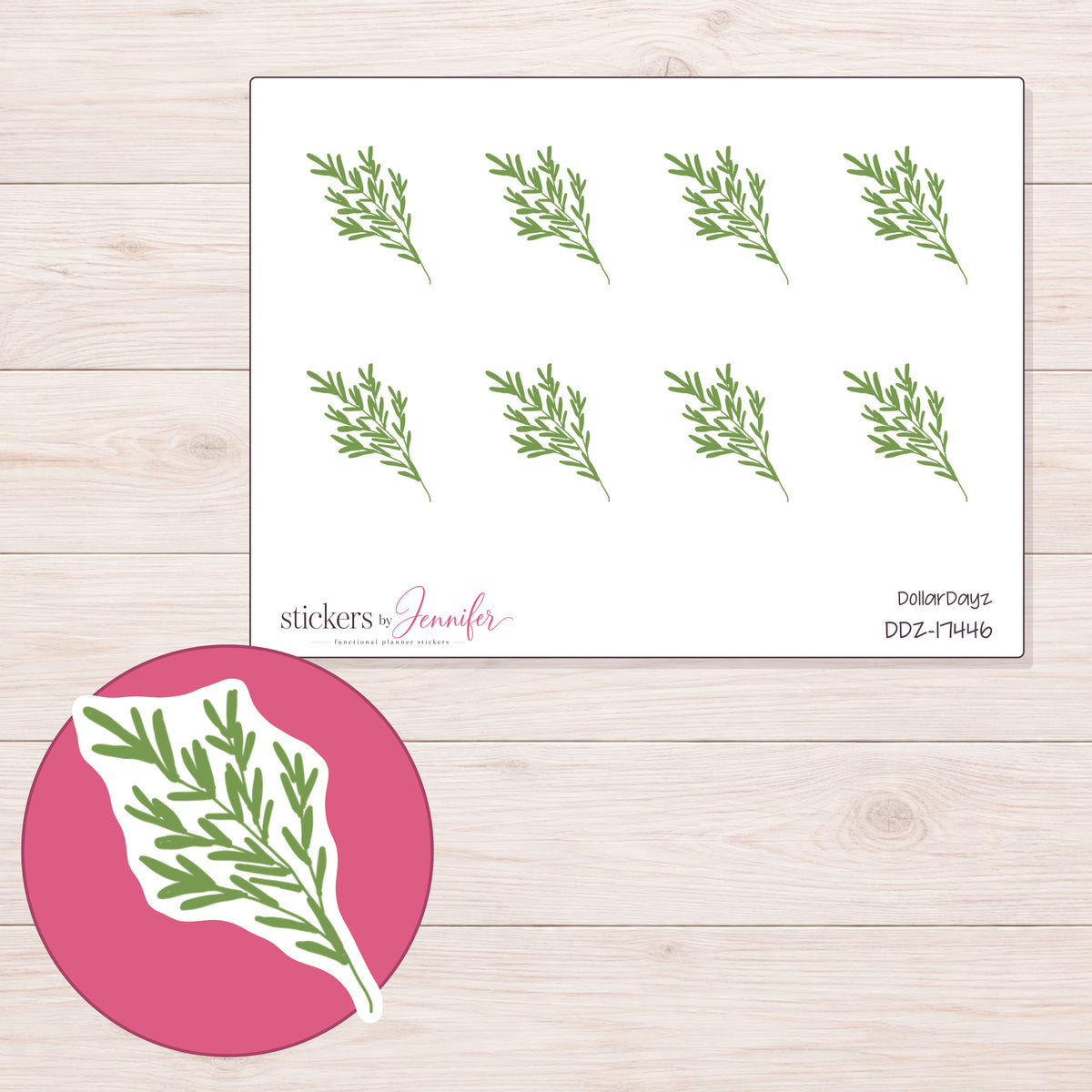 DDZ-17446 planner sticker sheet with enlarged sticker detail