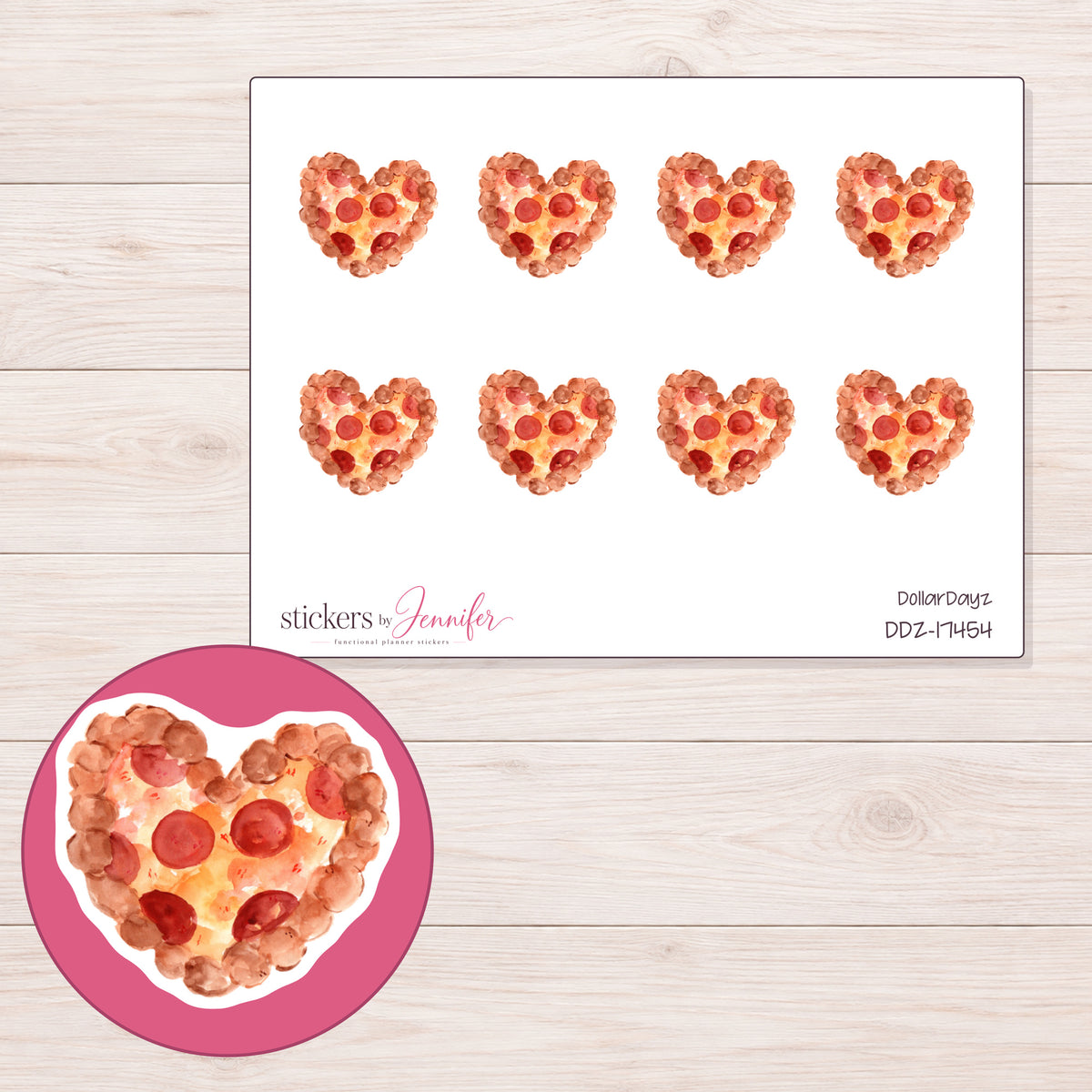 DDZ-17454 planner sticker sheet with enlarged sticker detail