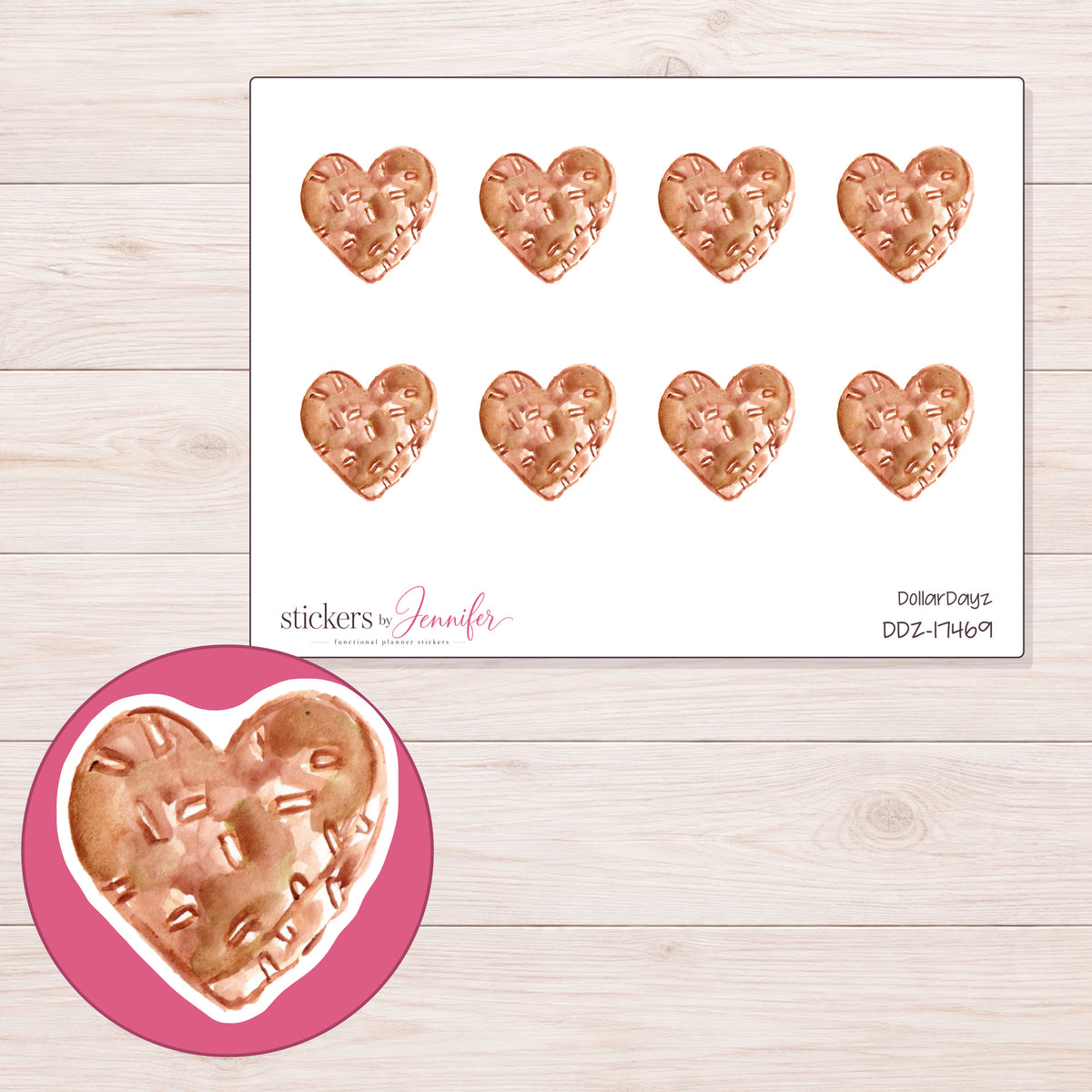 DDZ-17469 planner sticker sheet with enlarged sticker detail