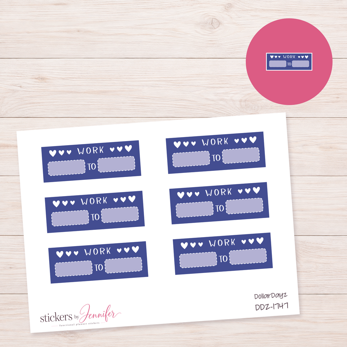 Blue Work Hours Label Planner Stickers | DDZ-1747