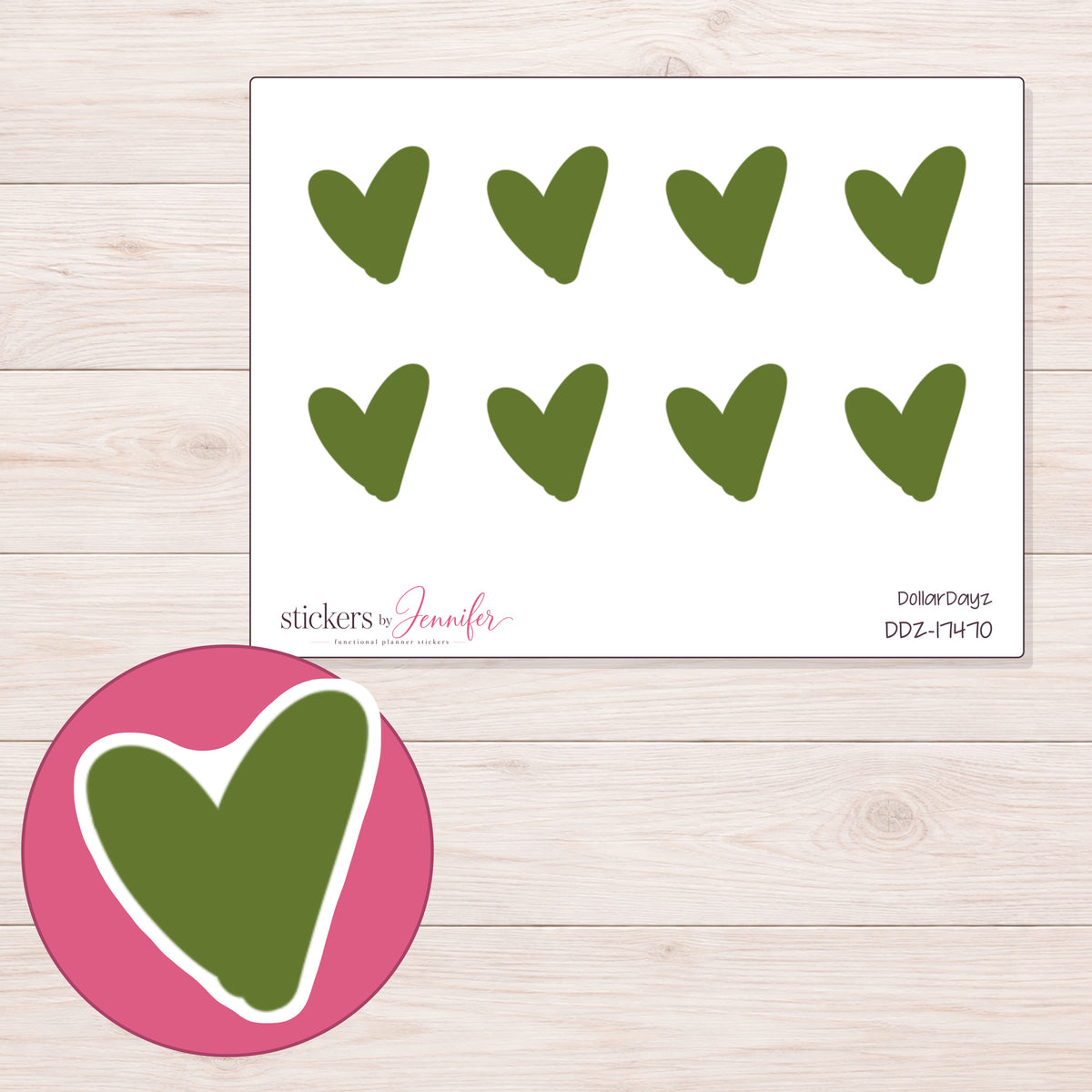 DDZ-17470 planner sticker sheet with enlarged sticker detail