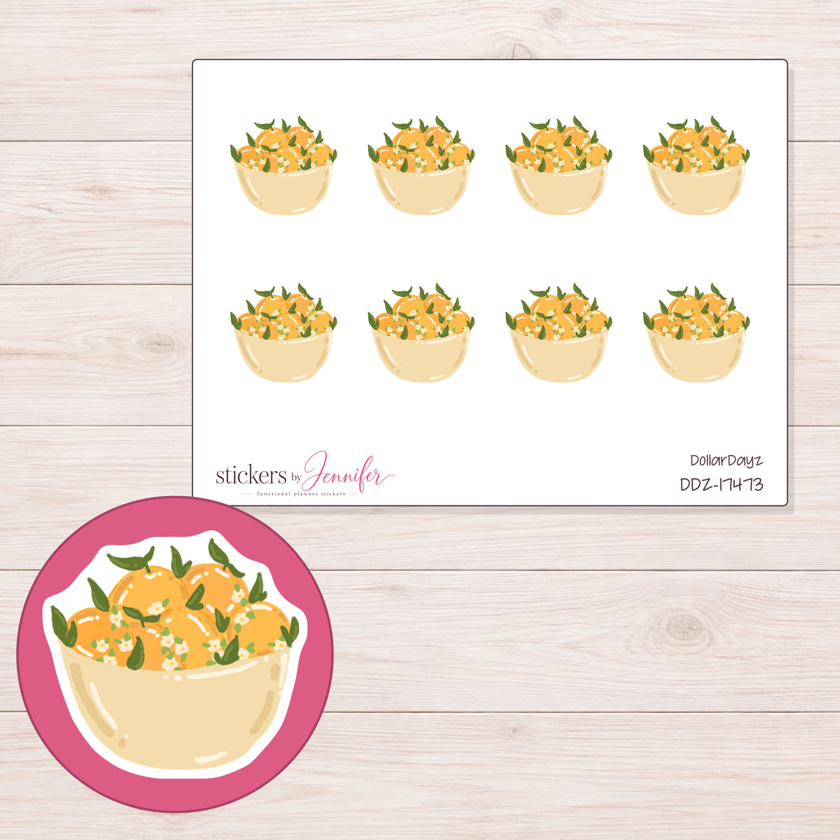 DDZ-17473 planner sticker sheet with enlarged sticker detail