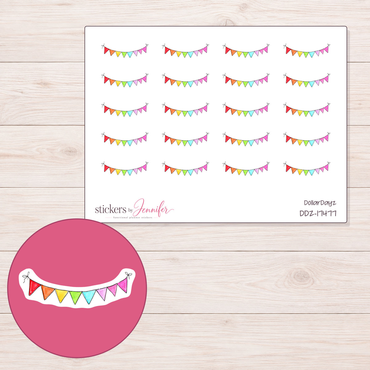 DDZ-17477 planner sticker sheet with enlarged sticker detail
