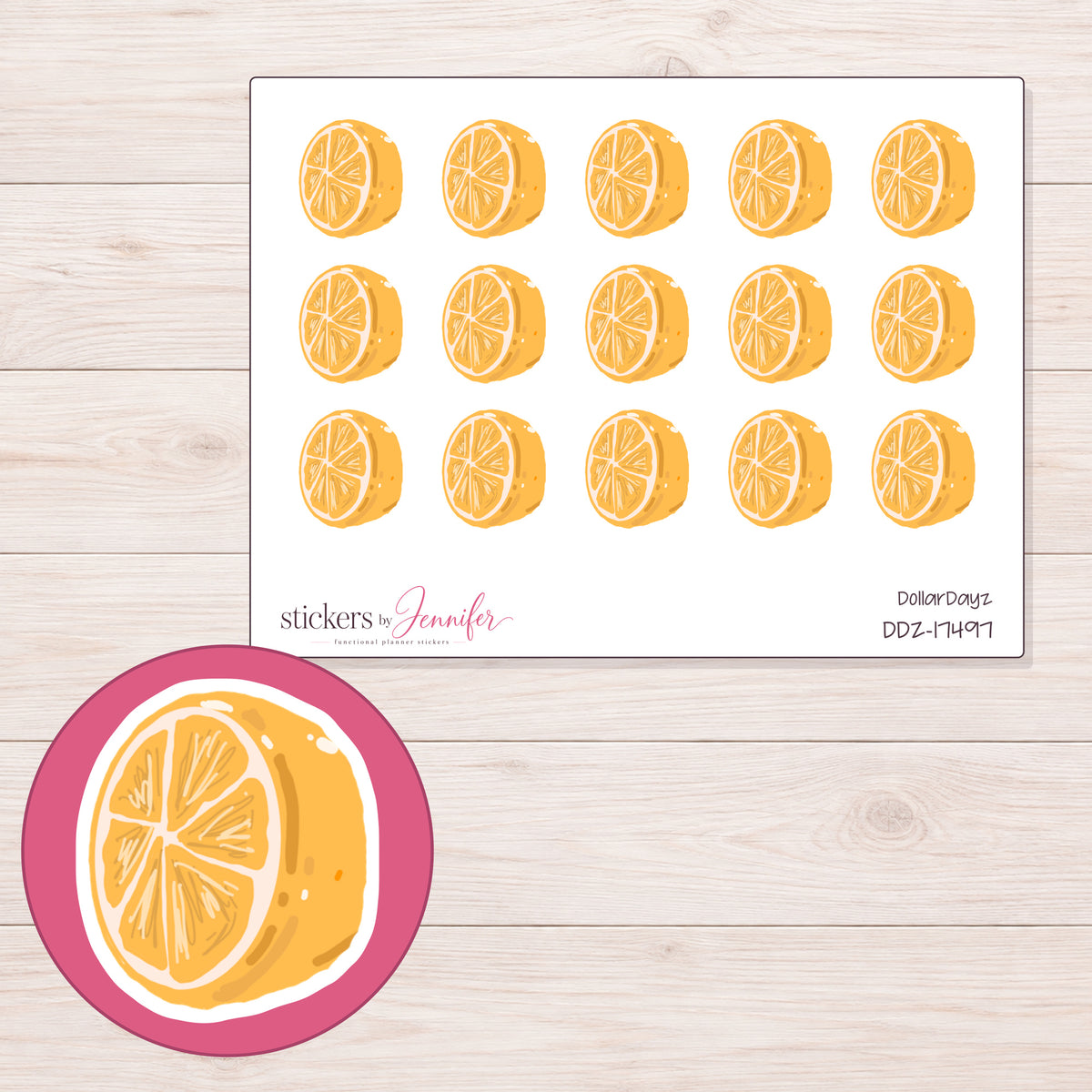 DDZ-17497 planner sticker sheet with enlarged sticker detail