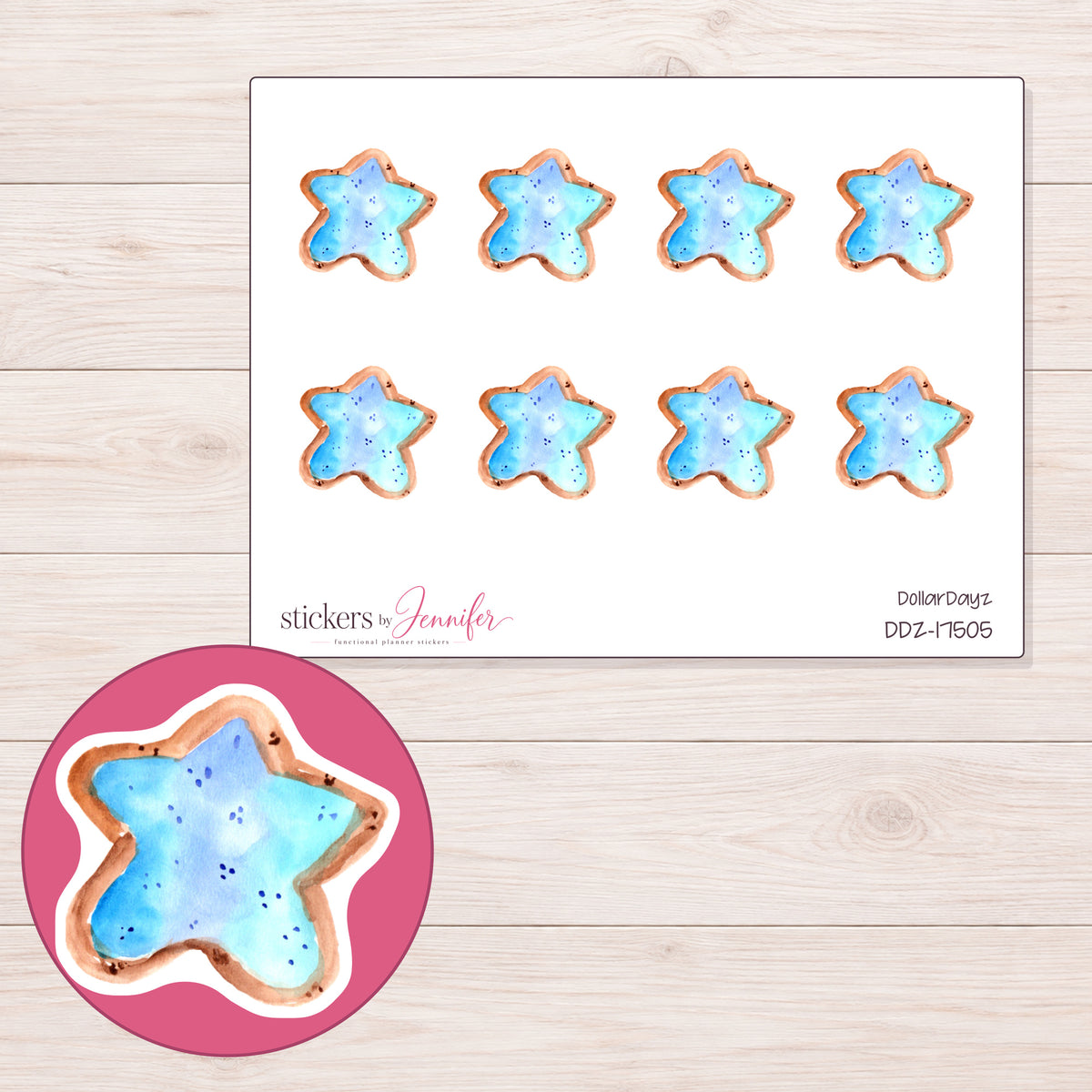 DDZ-17505 planner sticker sheet with enlarged sticker detail