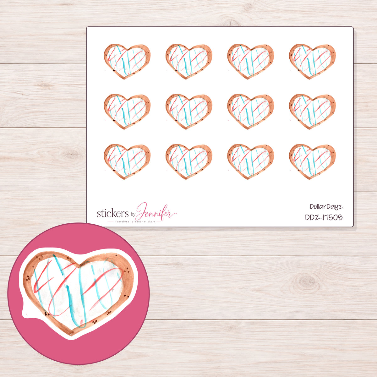 DDZ-17508 planner sticker sheet with enlarged sticker detail