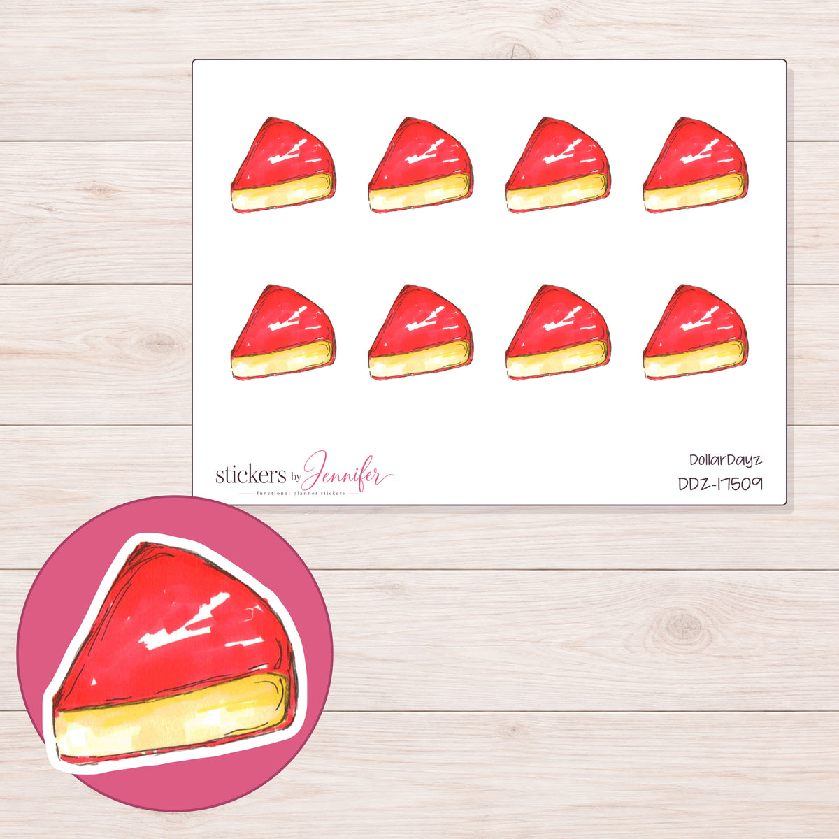 DDZ-17509 planner sticker sheet with enlarged sticker detail