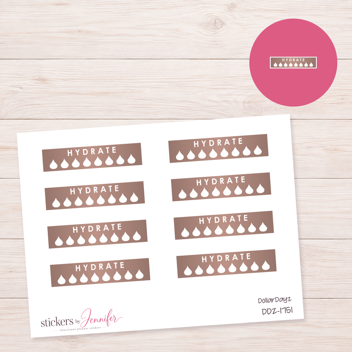 Warm Brown Hydration Tracker Planner Stickers | DDZ-1751