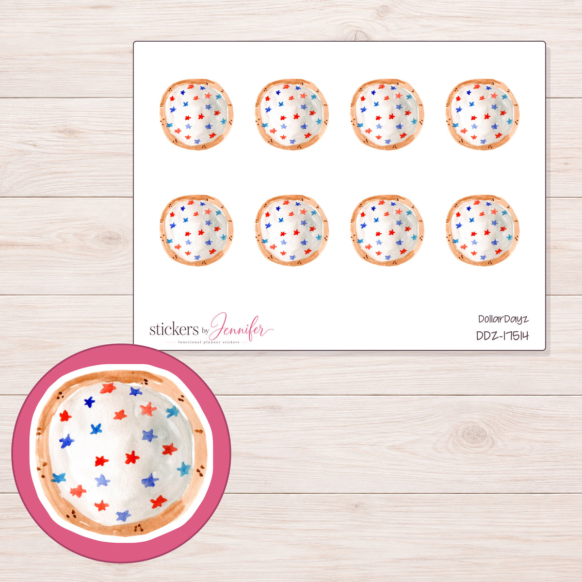 DDZ-17514 planner sticker sheet with enlarged sticker detail