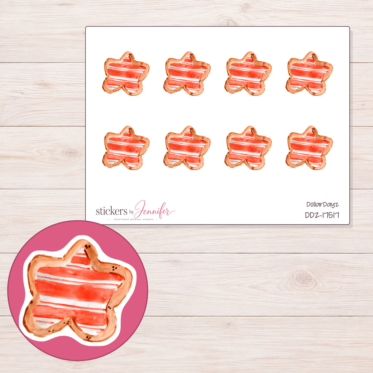 DDZ-17517 planner sticker sheet with enlarged sticker detail
