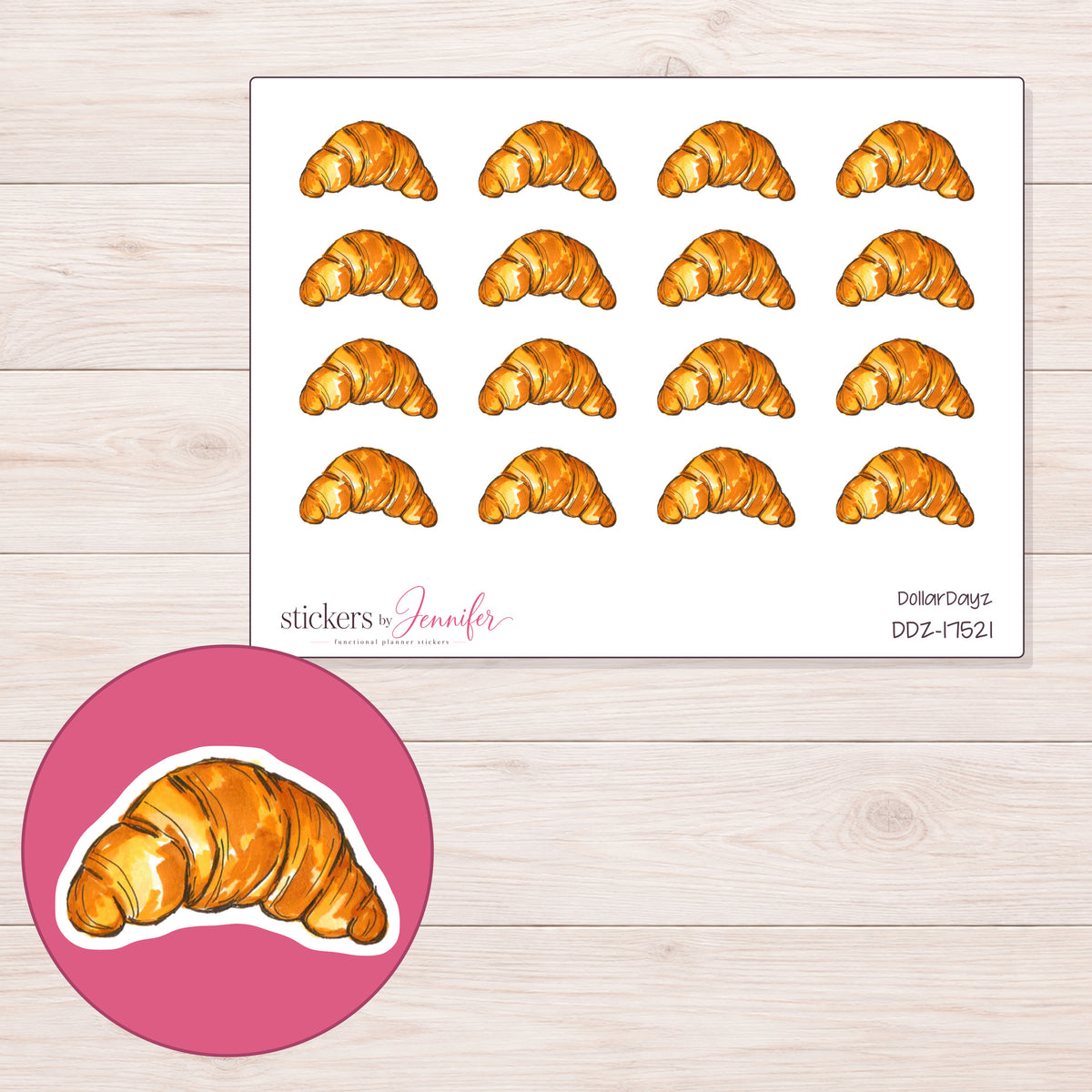 DDZ-17521 planner sticker sheet with enlarged sticker detail