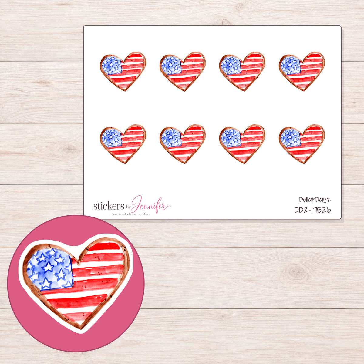 DDZ-17526 planner sticker sheet with enlarged sticker detail