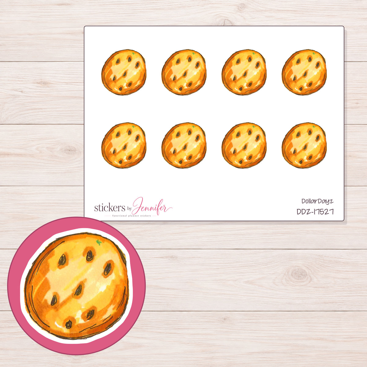 DDZ-17527 planner sticker sheet with enlarged sticker detail