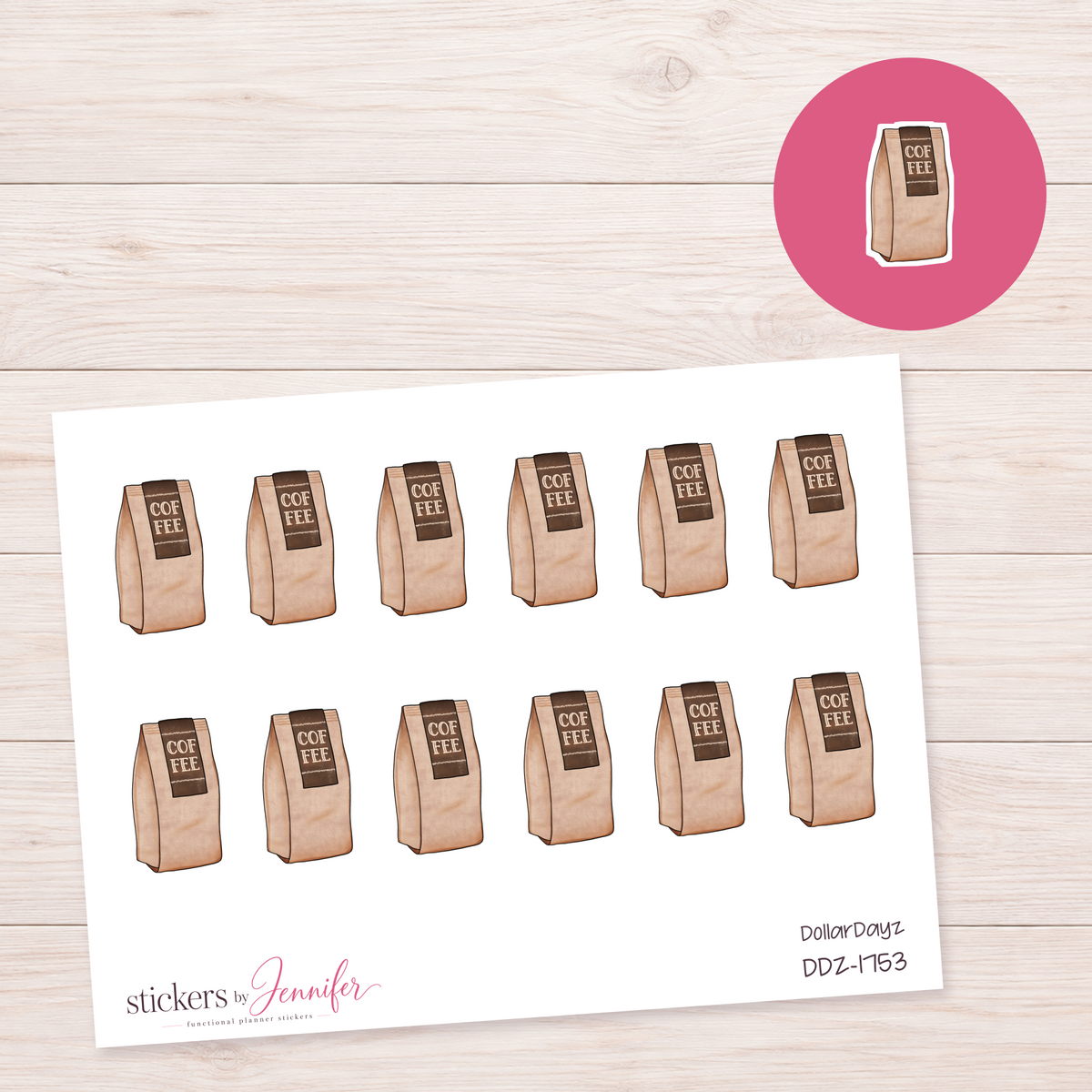 Coffee Bag Planner Stickers | DDZ-1753