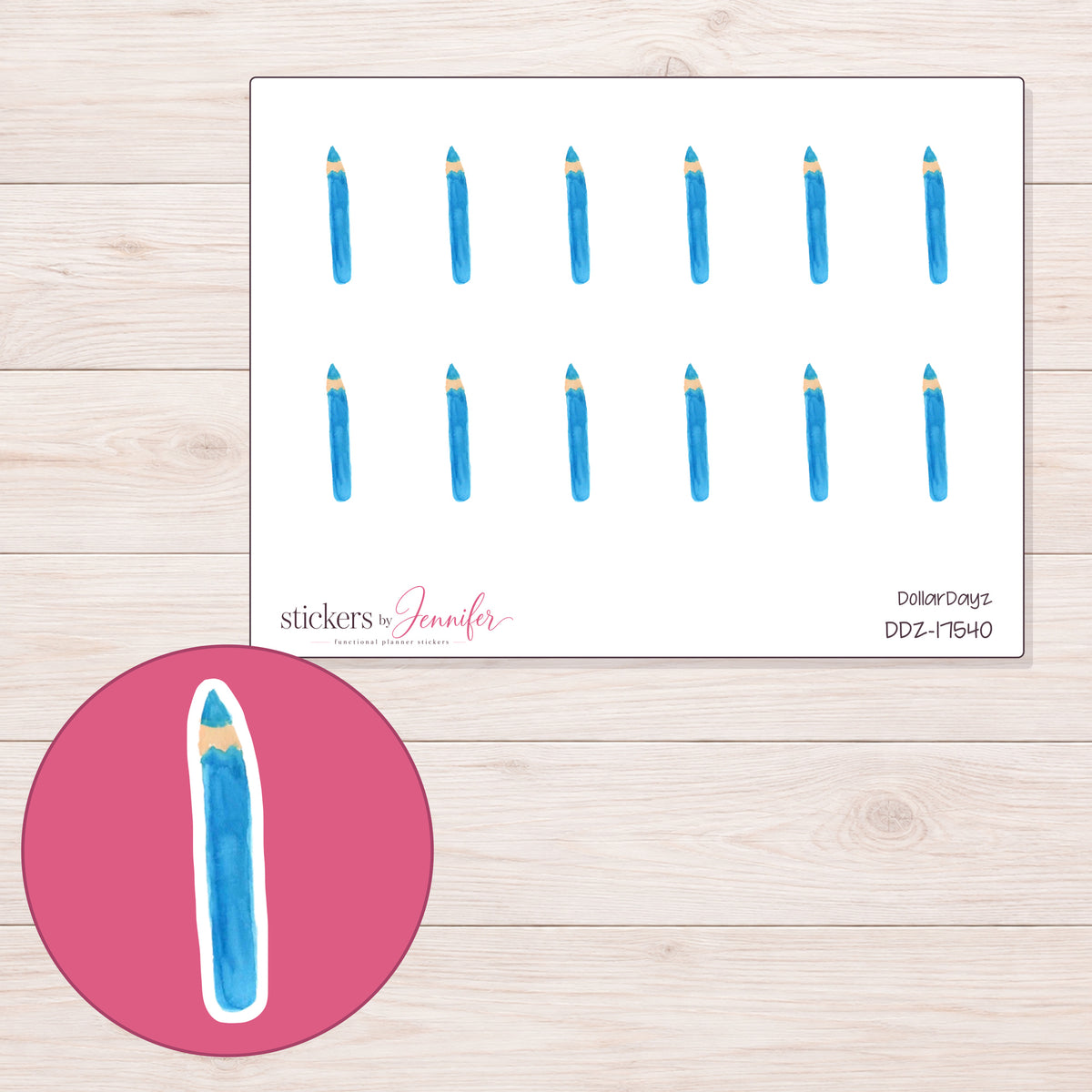 DDZ-17540 planner sticker sheet with enlarged sticker detail