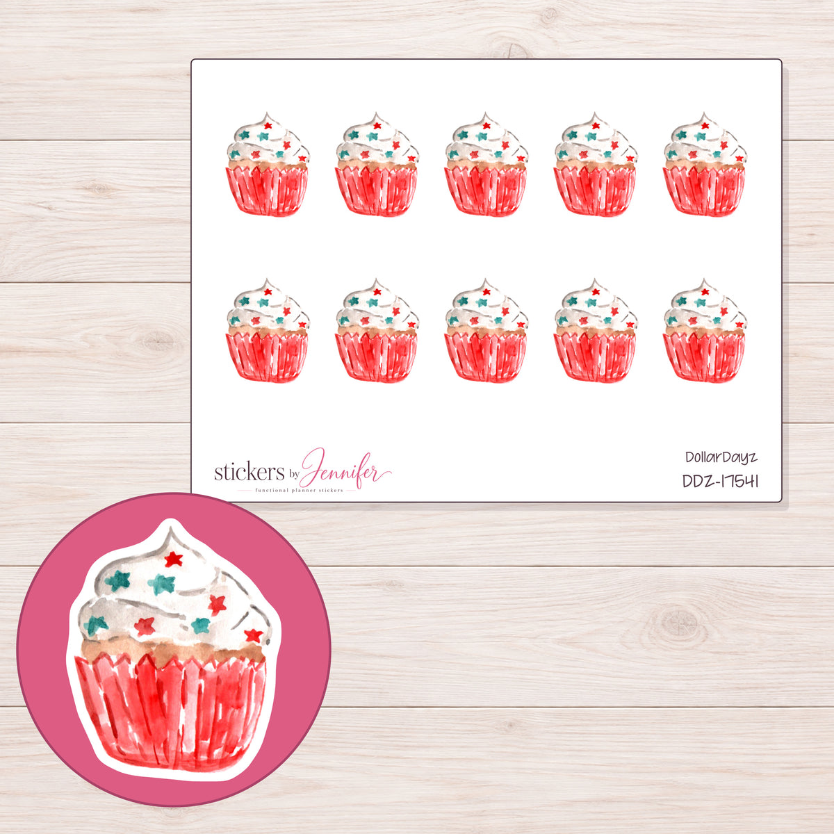 DDZ-17541 planner sticker sheet with enlarged sticker detail
