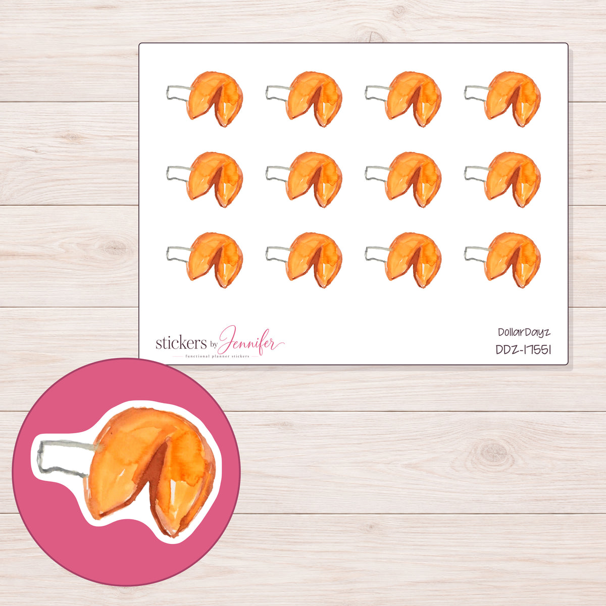 DDZ-17551 planner sticker sheet with enlarged sticker detail