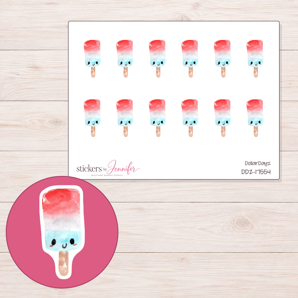 DDZ-17554 planner sticker sheet with enlarged sticker detail