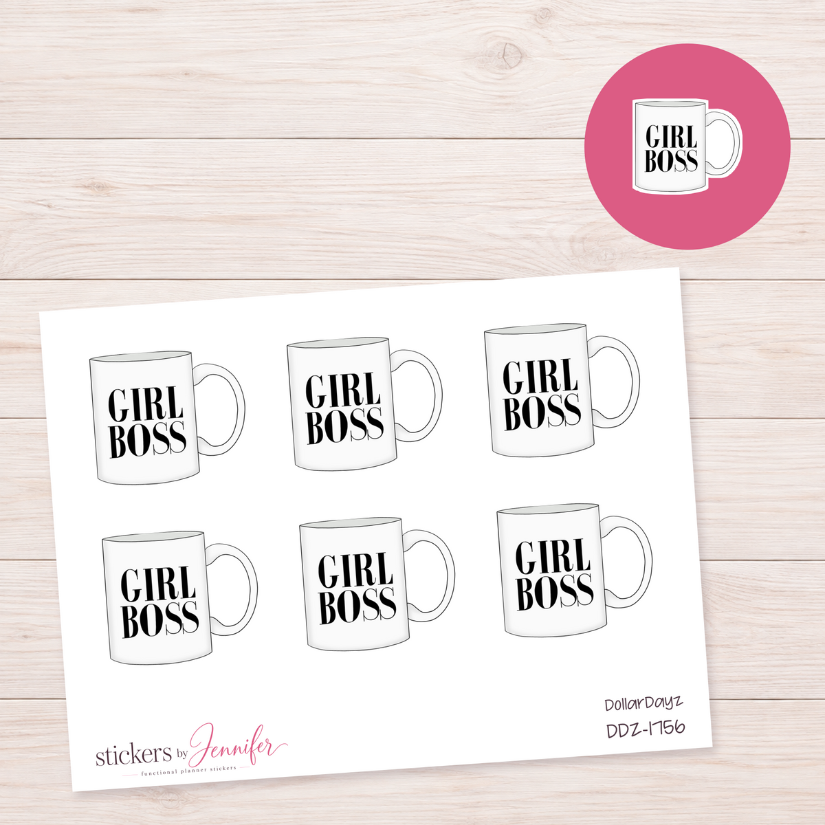 Girl Boss Mug Planner Stickers | DDZ-1756