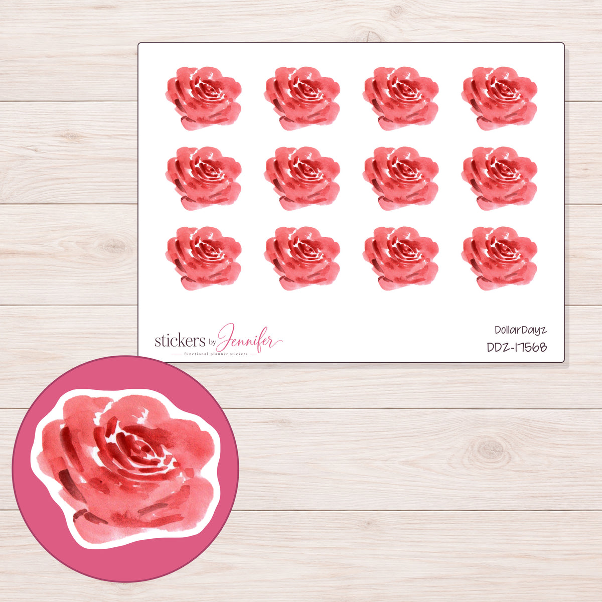 DDZ-17568 planner sticker sheet with enlarged sticker detail