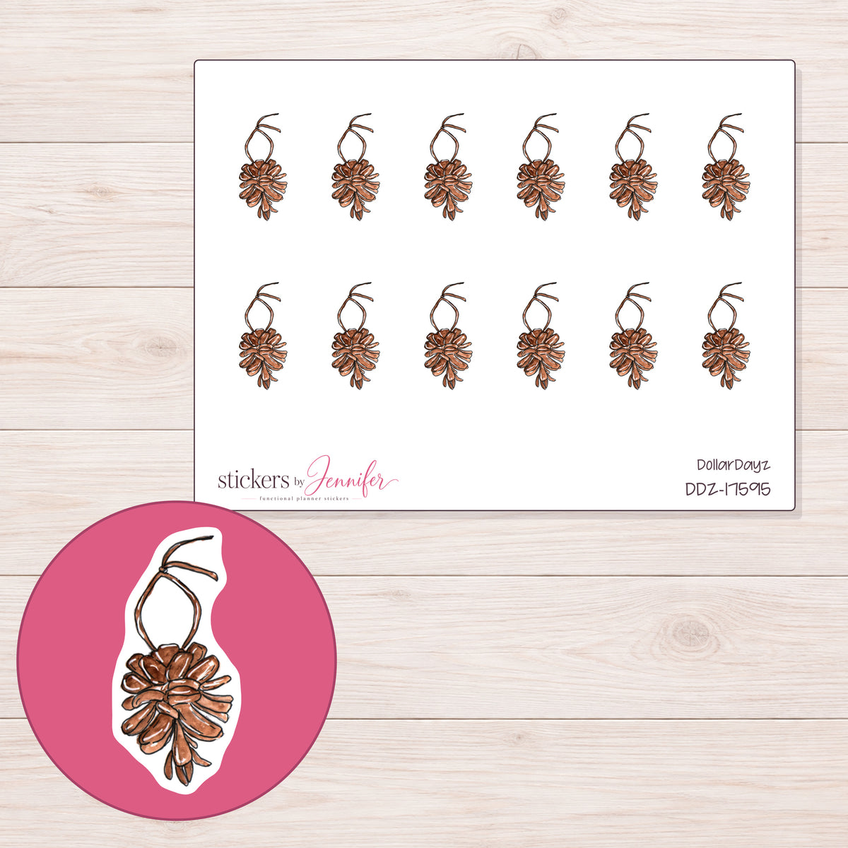 DDZ-17595 planner sticker sheet with enlarged sticker detail