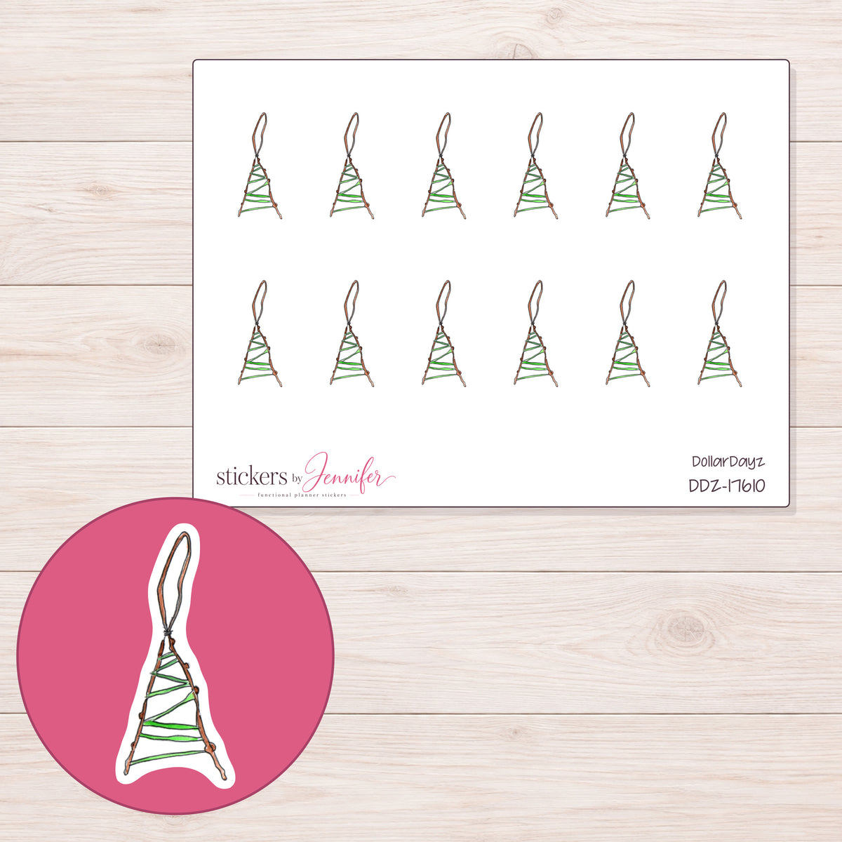 DDZ-17610 planner sticker sheet with enlarged sticker detail