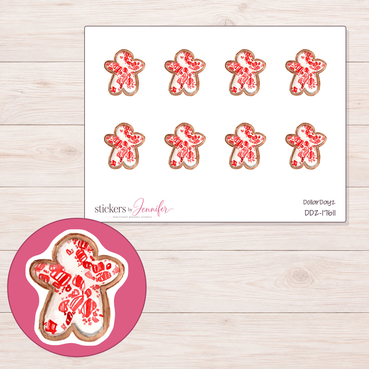 DDZ-17611 planner sticker sheet with enlarged sticker detail