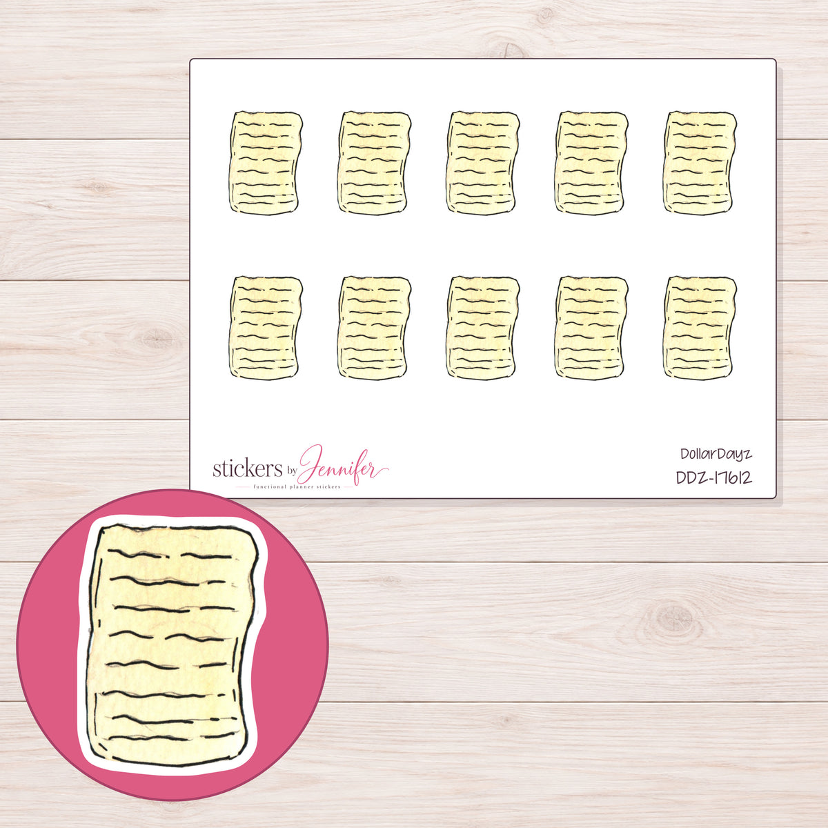 DDZ-17612 planner sticker sheet with enlarged sticker detail