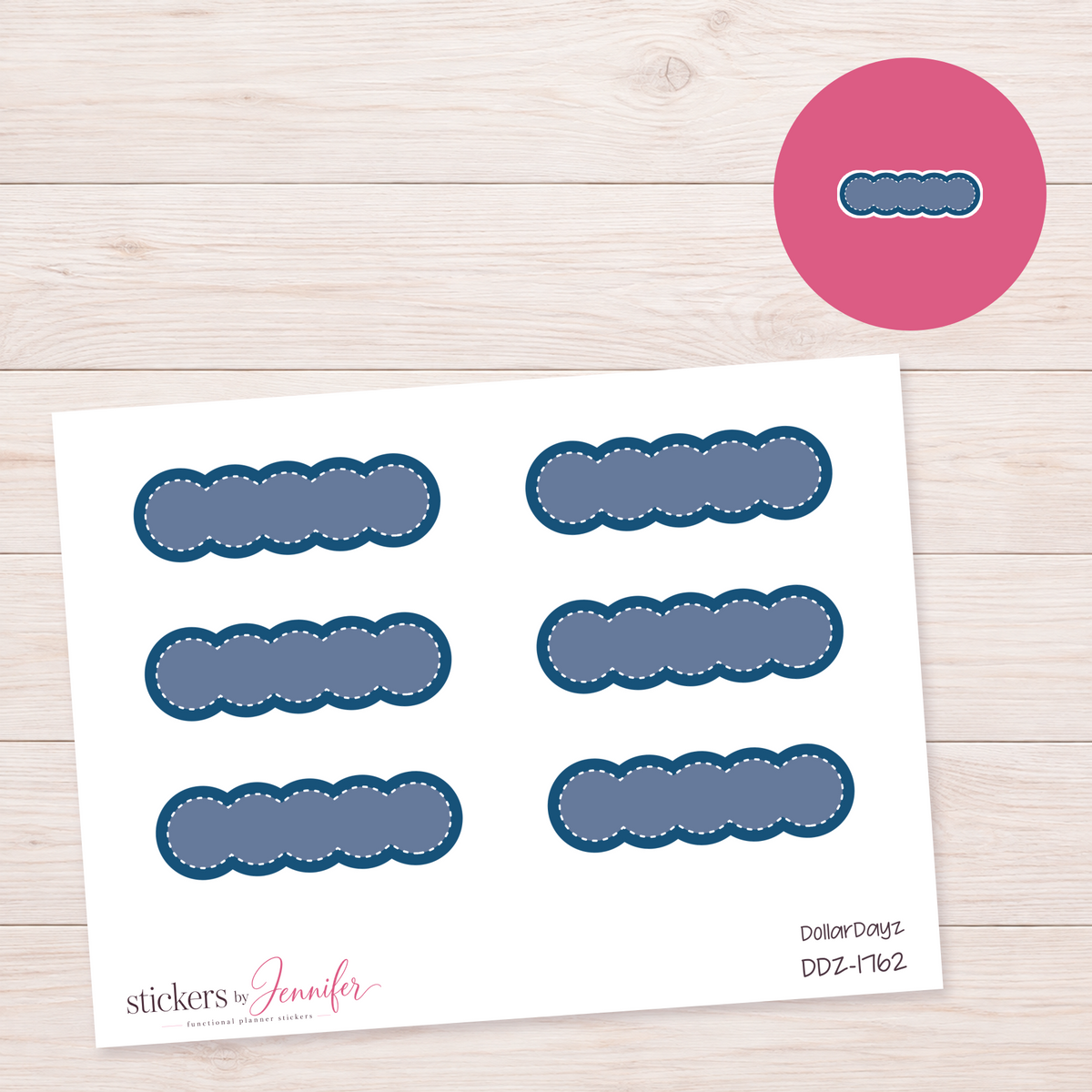 Deep Blue Scalloped Label Planner Stickers | DDZ-1762
