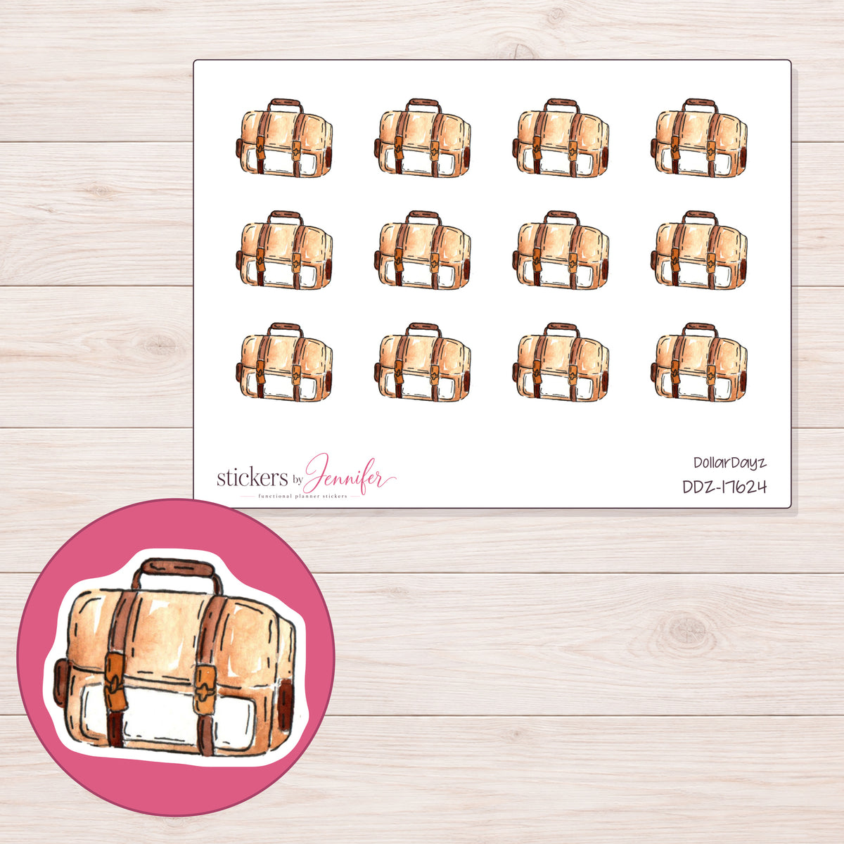 DDZ-17624 planner sticker sheet with enlarged sticker detail