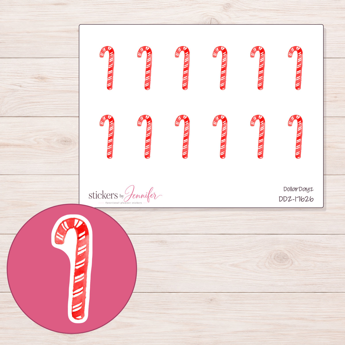 DDZ-17626 planner sticker sheet with enlarged sticker detail
