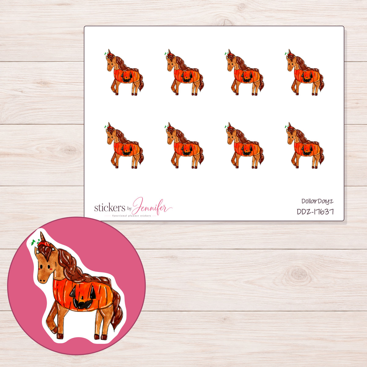 DDZ-17637 planner sticker sheet with enlarged sticker detail