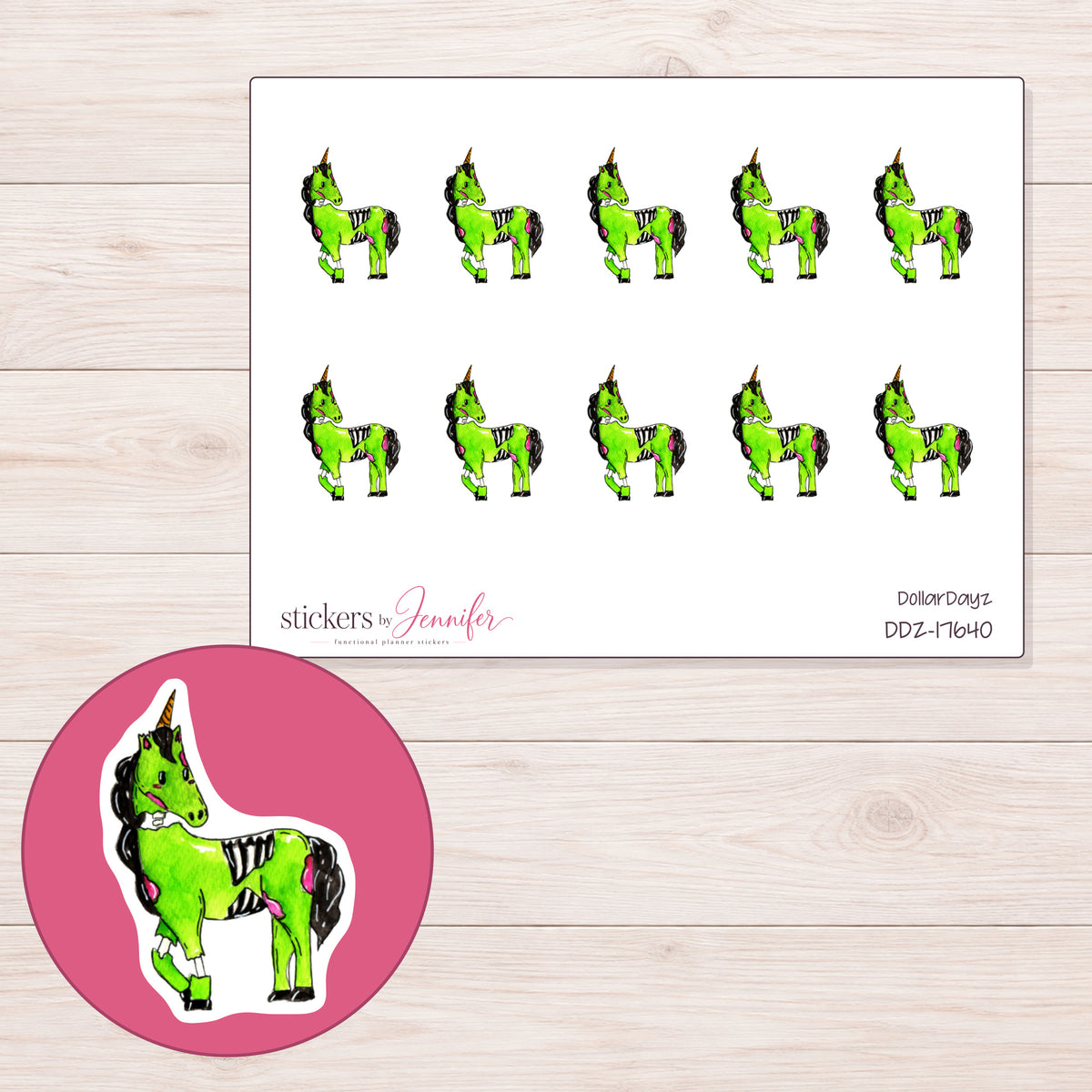 DDZ-17640 planner sticker sheet with enlarged sticker detail