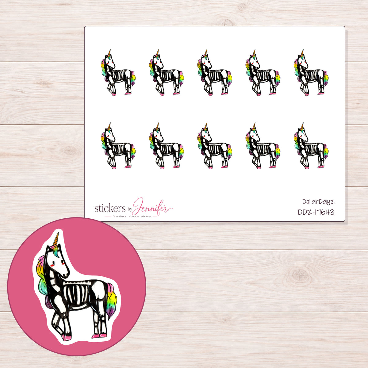 DDZ-17643 planner sticker sheet with enlarged sticker detail