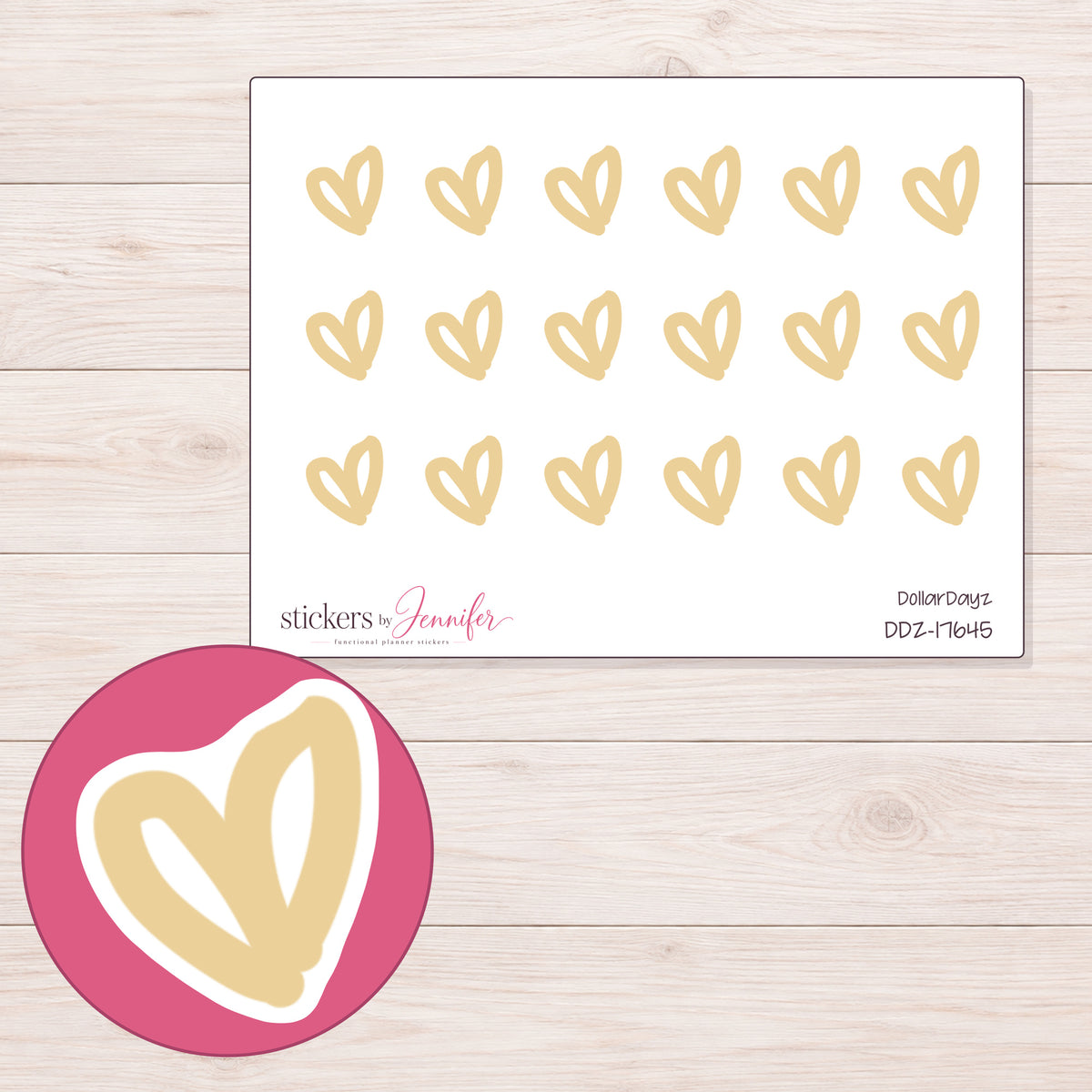 DDZ-17645 planner sticker sheet with enlarged sticker detail