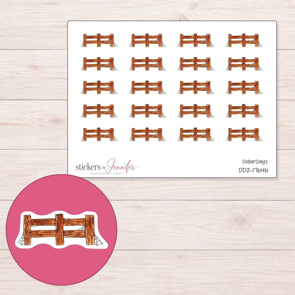 DDZ-17646 planner sticker sheet with enlarged sticker detail