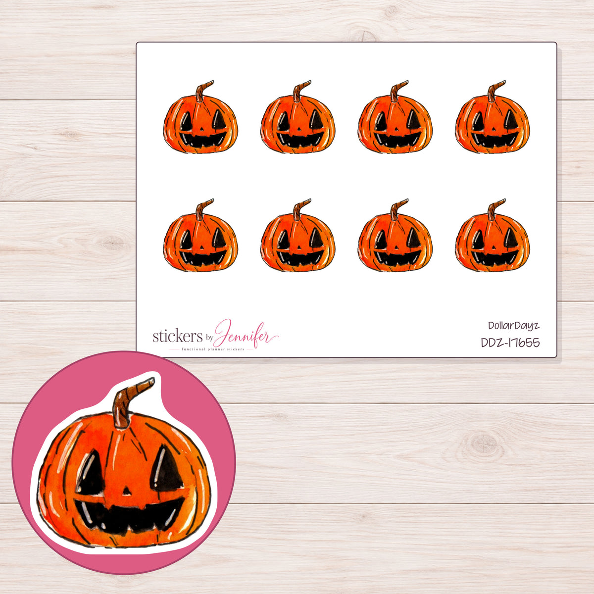 DDZ-17655 planner sticker sheet with enlarged sticker detail