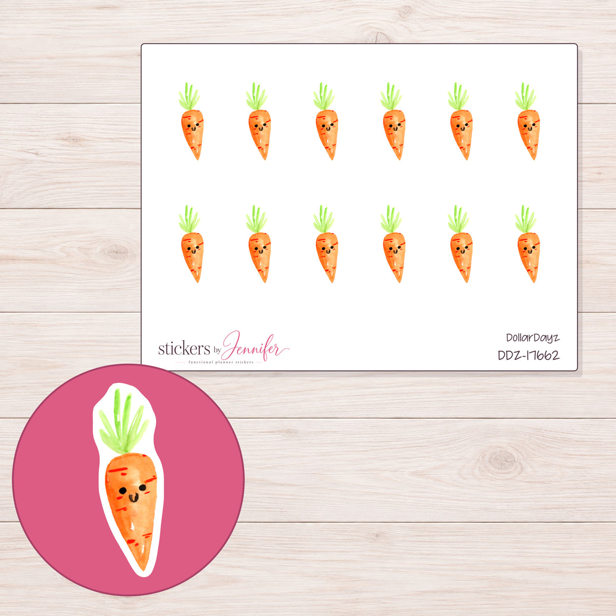 DDZ-17662 planner sticker sheet with enlarged sticker detail