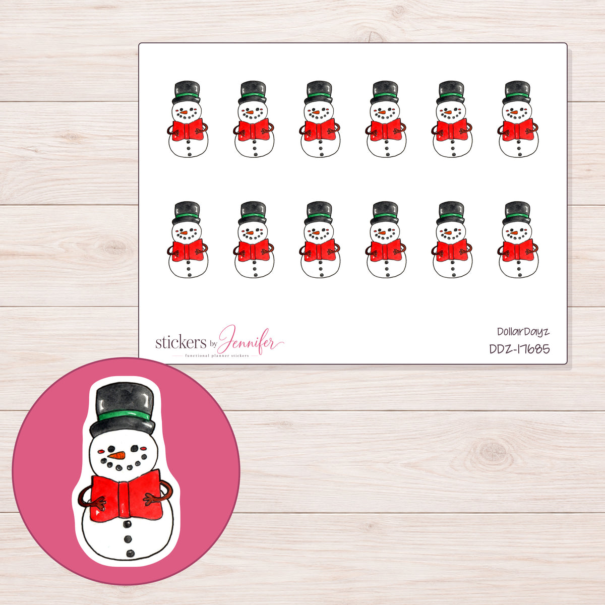 DDZ-17685 planner sticker sheet with enlarged sticker detail