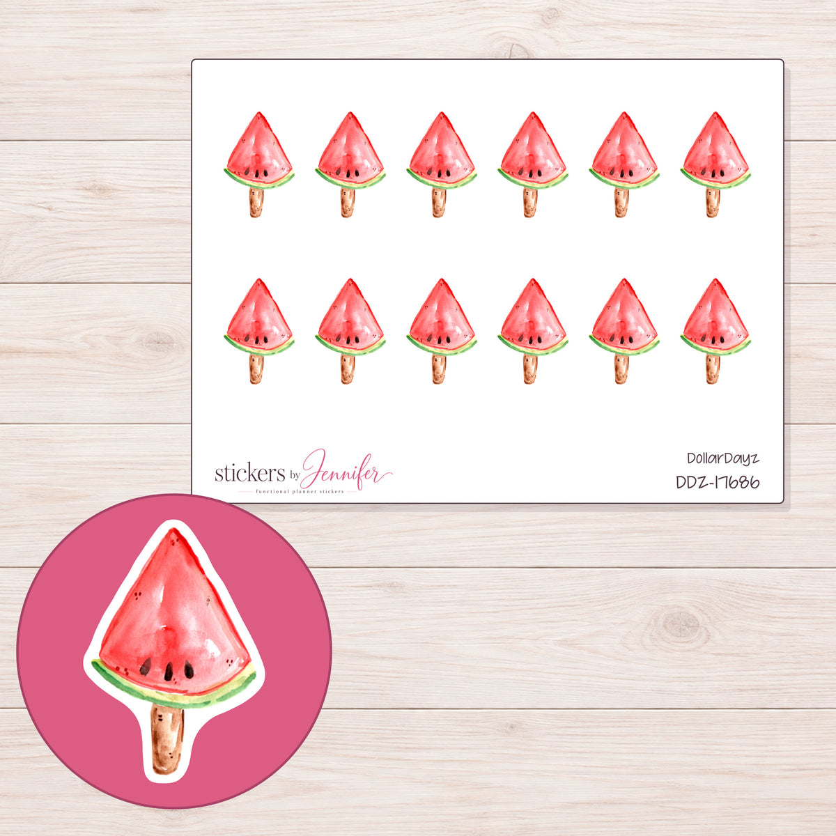 DDZ-17686 planner sticker sheet with enlarged sticker detail