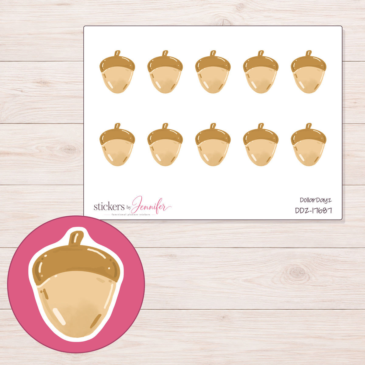 DDZ-17687 planner sticker sheet with enlarged sticker detail