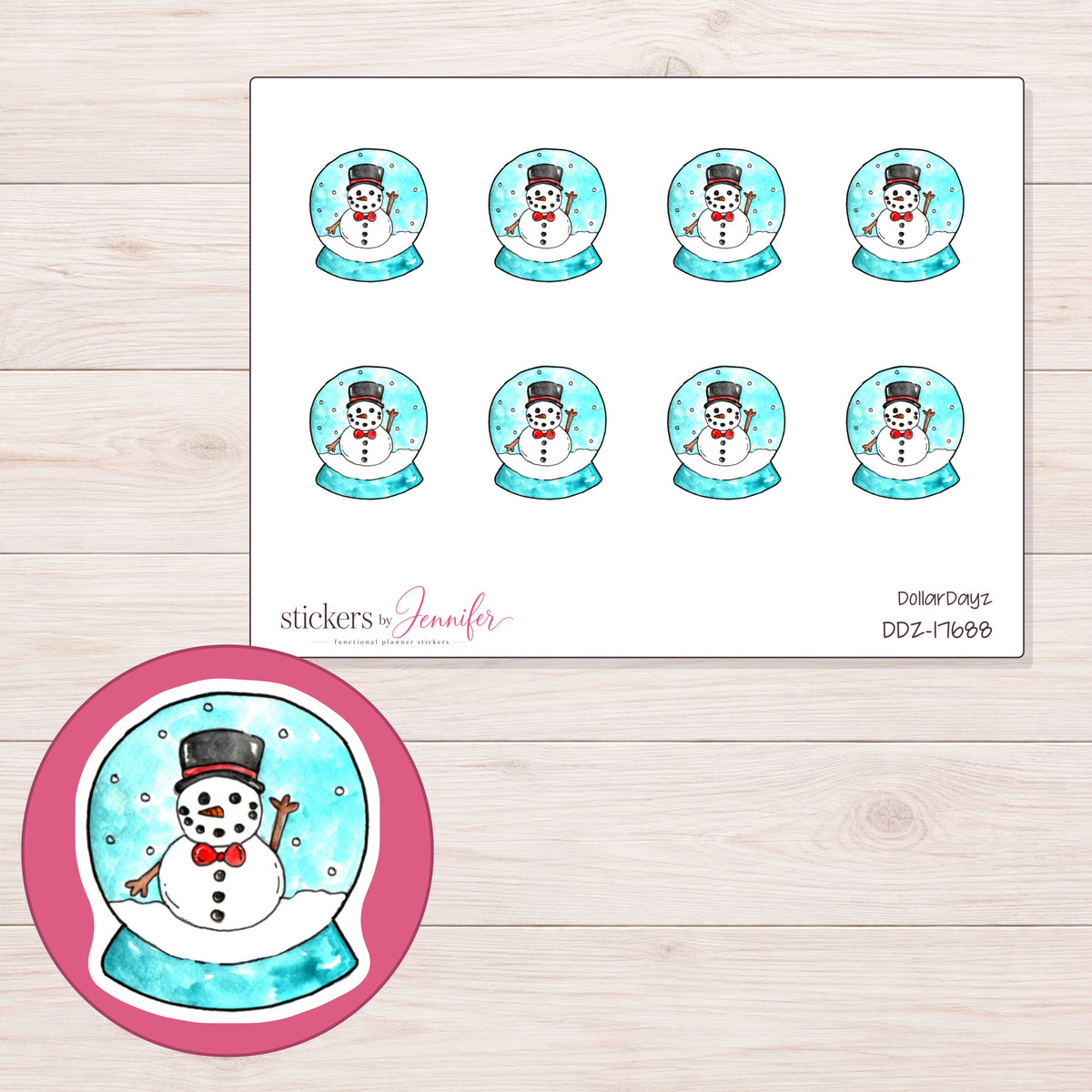 DDZ-17688 planner sticker sheet with enlarged sticker detail