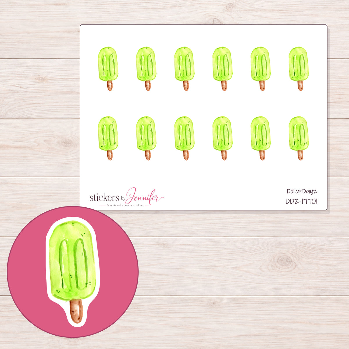 DDZ-17701 planner sticker sheet with enlarged sticker detail