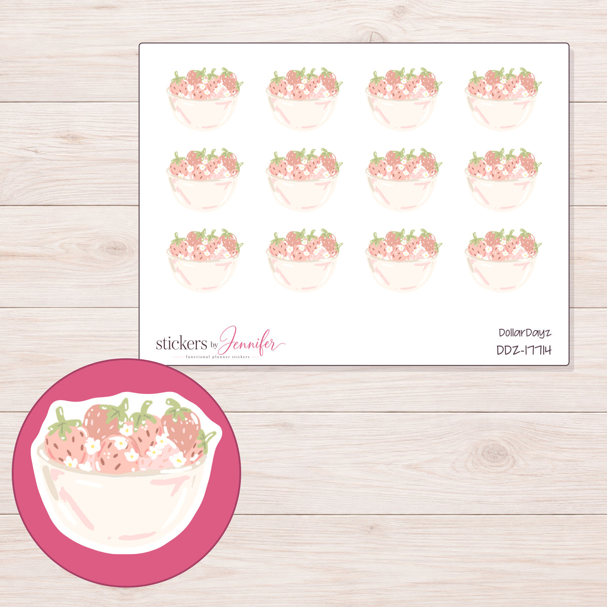 DDZ-17714 planner sticker sheet with enlarged sticker detail