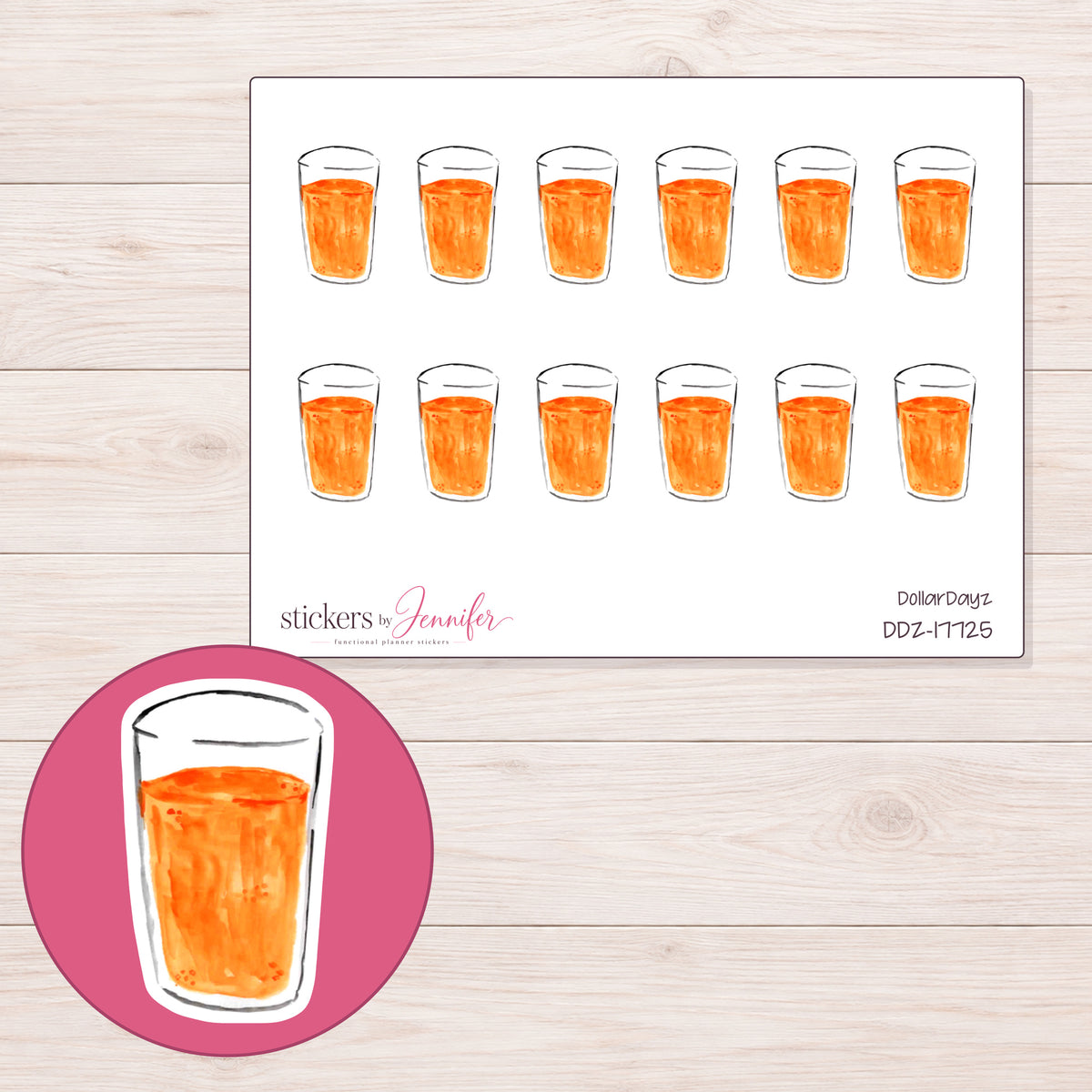 DDZ-17725 planner sticker sheet with enlarged sticker detail