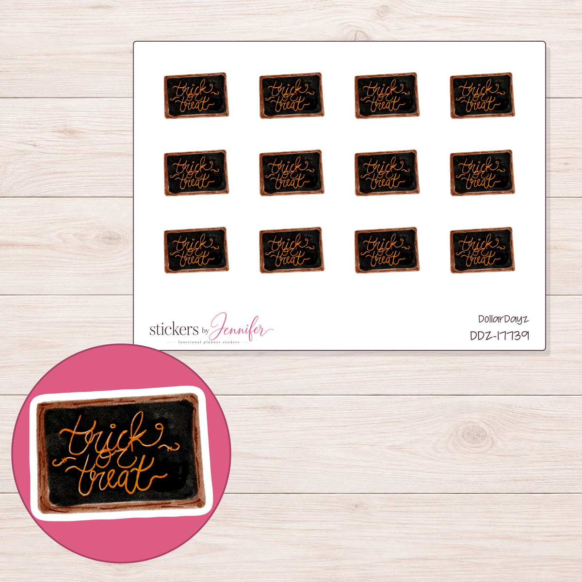 DDZ-17739 planner sticker sheet with enlarged sticker detail