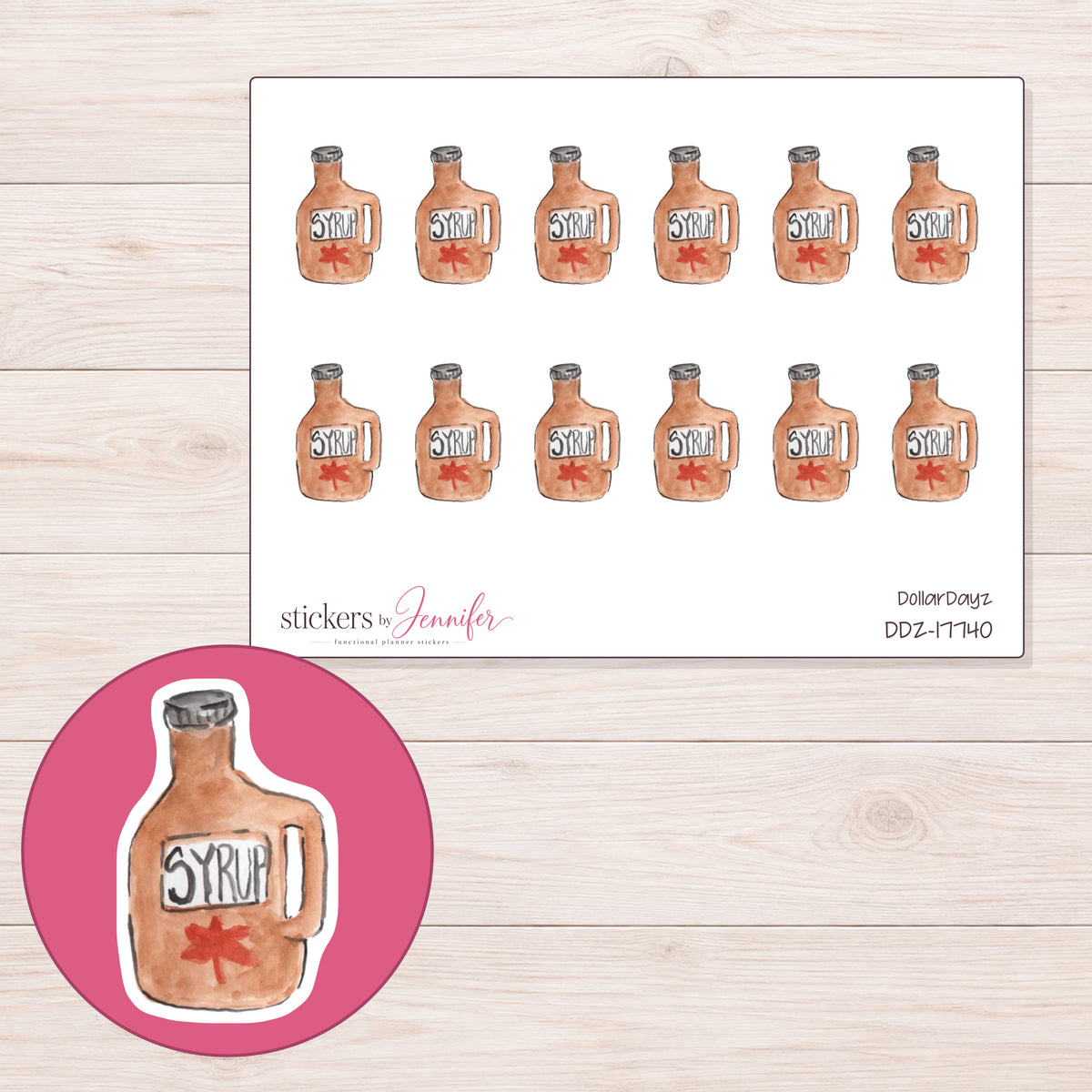 DDZ-17740 planner sticker sheet with enlarged sticker detail
